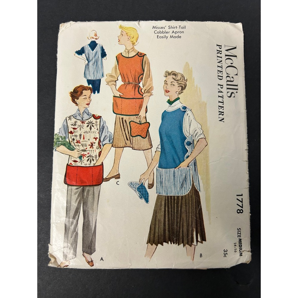 Vintage 1953 McCall's Sewing Pattern Misses Cobbler Apron 1778 Easy to Make
